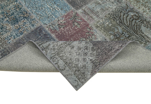 Kirk Yama Grey Patchwork Cotton Wool Handmade Area Rug 6'6'' x 9'10''