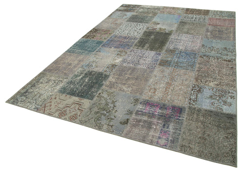 Handmade Area Rug – Kirk Yama Grey Patchwork Cotton Wool Carpet 6'9''x9'10''