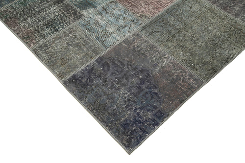 Kirk Yama Grey Patchwork Cotton Wool Handmade Area Rug 6'7'' x 9'10''