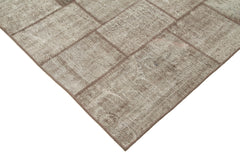 Kirk Yama Brown Patchwork Cotton Wool Handmade Area Rug 6'8'' x 9'9''