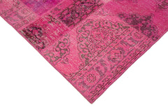Kirk Yama Pink Patchwork Cotton Wool Handmade Area Rug 6'7'' x 9'10''