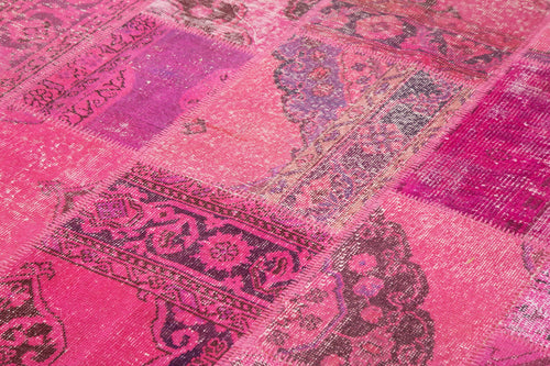 Kirk Yama Pink Patchwork Cotton Wool Handmade Area Rug 6'7'' x 9'10''