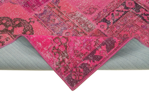Kirk Yama Pink Patchwork Cotton Wool Handmade Area Rug 6'7'' x 9'10''