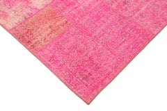 Kirk Yama Pink Patchwork Cotton Wool Handmade Area Rug 6'8'' x 9'10''