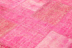 Kirk Yama Pink Patchwork Cotton Wool Handmade Area Rug 6'8'' x 9'10''