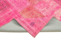 Kirk Yama Pink Patchwork Cotton Wool Handmade Area Rug 6'8'' x 9'10''