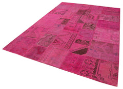 Kirk Yama Pink Patchwork Cotton Wool Handmade Area Rug 6'9'' x 9'10''