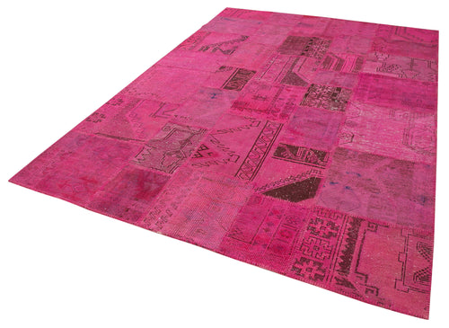 Kirk Yama Pink Patchwork Cotton Wool Handmade Area Rug 6'9'' x 9'10''