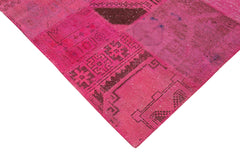 Kirk Yama Pink Patchwork Cotton Wool Handmade Area Rug 6'9'' x 9'10''
