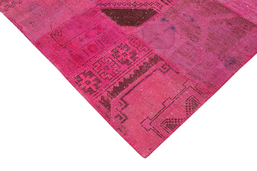 Kirk Yama Pink Patchwork Cotton Wool Handmade Area Rug 6'9'' x 9'10''