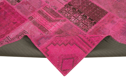 Kirk Yama Pink Patchwork Cotton Wool Handmade Area Rug 6'9'' x 9'10''