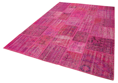Kirk Yama Pink Patchwork Cotton Wool Handmade Area Rug 6'9'' x 9'11''