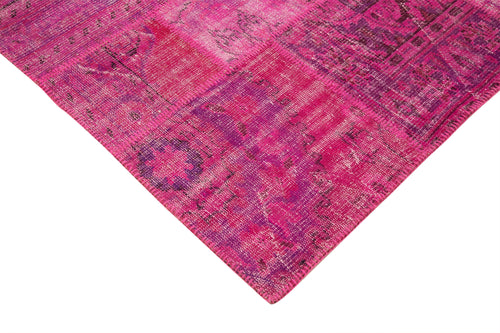 Kirk Yama Pink Patchwork Cotton Wool Handmade Area Rug 6'9'' x 9'11''