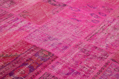 Kirk Yama Pink Patchwork Cotton Wool Handmade Area Rug 6'9'' x 9'11''