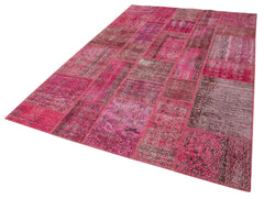 Kirk Yama Pink Patchwork Cotton Wool Handmade Area Rug 6'1'' x 9'5''