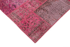 Kirk Yama Pink Patchwork Cotton Wool Handmade Area Rug 6'1'' x 9'5''