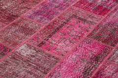 Kirk Yama Pink Patchwork Cotton Wool Handmade Area Rug 6'1'' x 9'5''