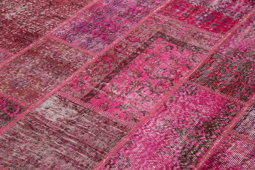 Kirk Yama Pink Patchwork Cotton Wool Handmade Area Rug 6'1'' x 9'5''