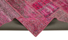 Kirk Yama Pink Patchwork Cotton Wool Handmade Area Rug 6'1'' x 9'5''