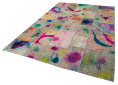 Kirk Yama Grey Patchwork Cotton Wool Handmade Area Rug 6'8'' x 9'10''