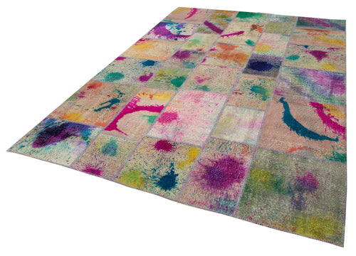 Kirk Yama Grey Patchwork Cotton Wool Handmade Area Rug 6'8'' x 9'10''