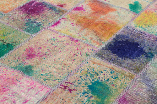 Kirk Yama Grey Patchwork Cotton Wool Handmade Area Rug 6'8'' x 9'10''