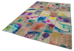 Kirk Yama Grey Patchwork Cotton Wool Handmade Area Rug 6'8'' x 9'11''