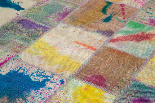 Kirk Yama Grey Patchwork Cotton Wool Handmade Area Rug 6'8'' x 9'11''