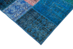 Kirk Yama Blue Patchwork Cotton Wool Handmade Area Rug 6'8'' x 9'10''