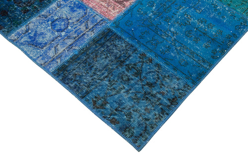 Kirk Yama Blue Patchwork Cotton Wool Handmade Area Rug 6'8'' x 9'10''