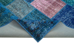 Kirk Yama Blue Patchwork Cotton Wool Handmade Area Rug 6'8'' x 9'10''