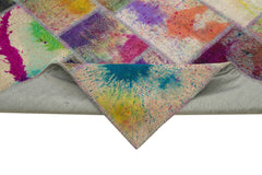 Handmade Area Rug - Kirk Yama Grey Patchwork Cotton Wool Carpet 6'8" x 10'1"