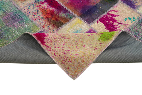 Kirk Yama Grey Patchwork Cotton Wool Handmade Area Rug 6'9'' x 9'10''