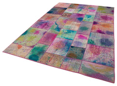 Handmade Area Rug - Kirk Yama Grey Patchwork Cotton Wool Carpet 6'6'' x 9'10''