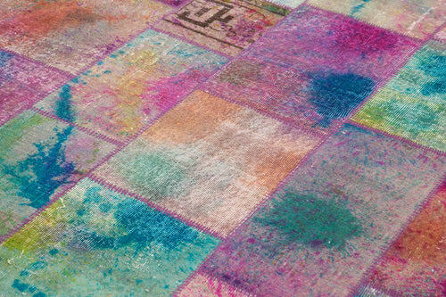 Handmade Area Rug - Kirk Yama Grey Patchwork Cotton Wool Carpet 6'6'' x 9'10''