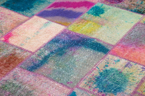 Kirk Yama Grey Patchwork Cotton Wool Handmade Area Rug 6'6'' x 9'10''