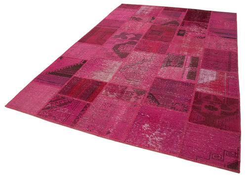 Kirk Yama Pink Patchwork Cotton Wool Handmade Area Rug 6'6'' x 9'11''