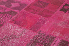 Kirk Yama Pink Patchwork Cotton Wool Handmade Area Rug 6'6'' x 9'11''