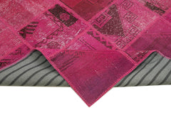 Kirk Yama Pink Patchwork Cotton Wool Handmade Area Rug 6'6'' x 9'11''