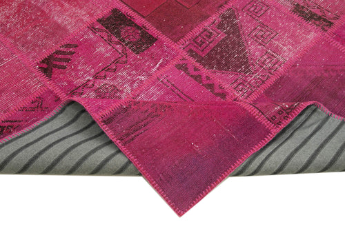 Kirk Yama Pink Patchwork Cotton Wool Handmade Area Rug 6'6'' x 9'11''
