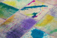 Handmade Area Rug - Kirk Yama Grey Patchwork Cotton Wool Carpet 6'7''x9'11''