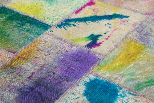 Handmade Area Rug - Kirk Yama Grey Patchwork Cotton Wool Carpet 6'7''x9'11''