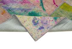 Handmade Area Rug - Kirk Yama Grey Patchwork Cotton Wool Carpet 6'7''x9'11''