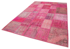 Kirk Yama Pink Patchwork Cotton Wool Handmade Area Rug 6'7'' x 9'11''
