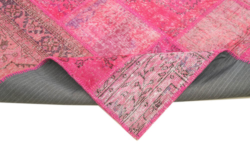 Kirk Yama Pink Patchwork Cotton Wool Handmade Area Rug 6'7'' x 9'11''