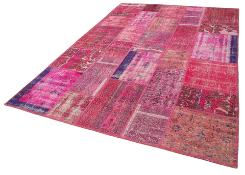 Kirk Yama Pink Patchwork Cotton Wool Handmade Area Rug 6'6'' x 9'8''