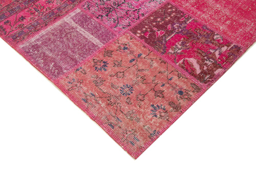 Kirk Yama Pink Patchwork Cotton Wool Handmade Area Rug 6'6'' x 9'8''