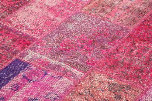 Kirk Yama Pink Patchwork Cotton Wool Handmade Area Rug 6'6'' x 9'8''