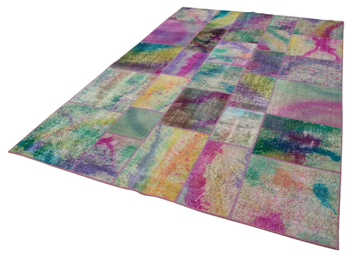 Kirk Yama Grey Patchwork Cotton Wool Handmade Area Rug 6'6'' x 9'10''