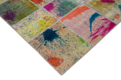 Handmade Area Rug | Grey Patchwork Cotton Wool Vintage Turkish Carpet 6'9"x10'0"